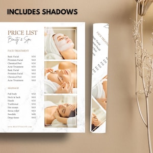 Pu&ograve; includere: Un listino prezzi bianco e dorato per un'attivit&agrave; di bellezza e spa. Il listino include i prezzi per i trattamenti viso, come i trattamenti viso base, i trattamenti viso premium, i peeling chimici e i trattamenti per l'acne. Il listino include anche i prezzi per i massaggi, come il massaggio completo, il massaggio al collo e alla schiena, il massaggio alle mani, il massaggio tradizionale, i massaggi con pietre calde, il massaggio per alleviare lo stress, il massaggio svedese e il massaggio dei tessuti profondi.