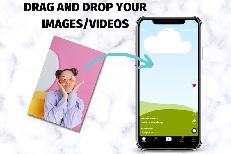 drag and drop Social Media Mockup Bundle, Facebook Mockup, Instagram Mockup, TikTok Mockup, Profile, Story, Reels, Ads Social Media Mockup Templates, Editable with Canva, Social Media Mockup Canva Template