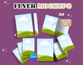 Flyer Mockup Canva Template, A4 Flyer Mockup, Leaflet Mock up, Digital Flyer, Brochure design, Print Branding Mockup, Flyer Page Fold Mockup