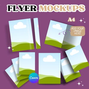 Ulotka Mockup Canva Szablon, Ulotka A4 Mockup, Ulotka Mock up, Ulotka cyfrowa, Projekt broszury, Druk Branding Mockup, Ulotka Strona Fold Mockup
