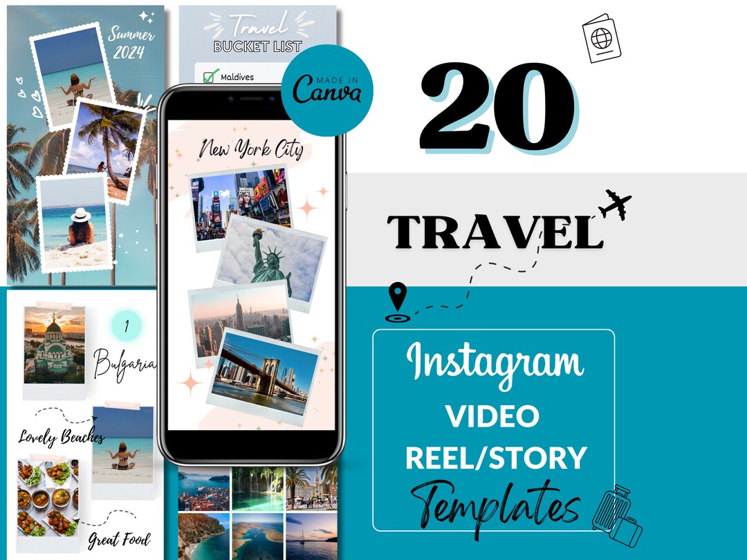 20 Instagram Video Reels Templates Travel Summer Reels Canva Template