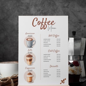 Coffee Menu, Coffee Shop Menu, Template, Cafe Menu, Price List, Coffeehouse, Digital Instant Download, Canva Editable Menu | Modern Business image 13