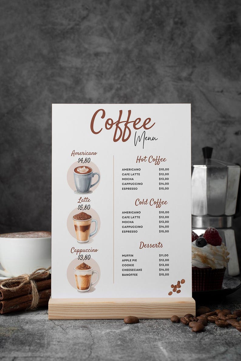 Coffee Menu, Coffee Shop Menu, Template, Cafe Menu, Price List, Coffeehouse, Digital Instant Download, Canva Editable Menu | Modern Business image 13