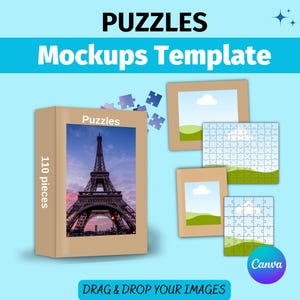 Puzzles Mockup, Jigsaw puzzles Mockup, Puzzle Box, Puzzle Picture, Canva Frame Template, Sublimation Mockup, Custom Puzzle Mockup, Digital