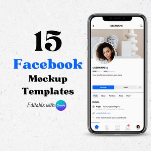 Facebook inspired Mockup Templates Facebook Page Ads Profile Post Reels Story Mockup Templates Canva FB Marketing|Social Media Mockups