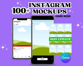 100+ Instagram Post Mockups, Editable Ad, Post, Story, Grid, Profile, Feed, DM's, Social Media Mockup Template, Canva Template Blank Account