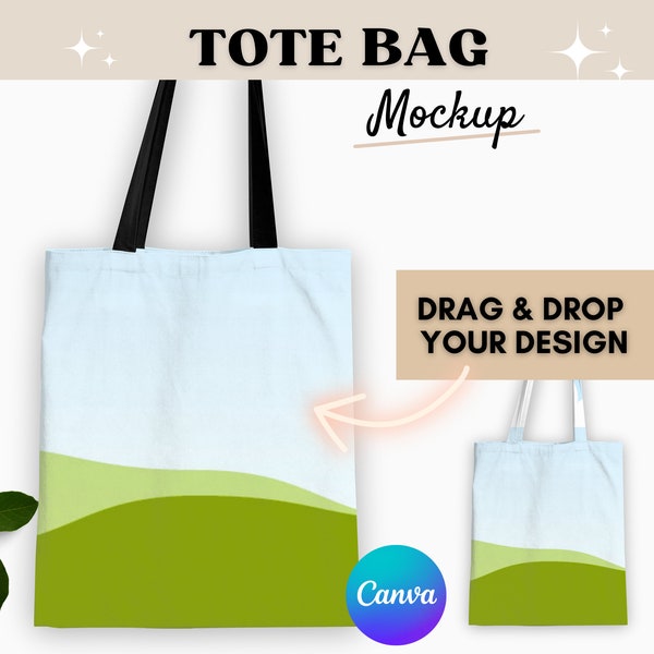 Canvas Bag Mockup Tote Bag Mockup Editable Cotton Linen DIY Shopper Bag Template Blank ToteBag Sublimation Grocery Color Background DragDrop