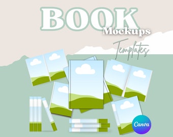 Book Mockup Canva, Book Cover Mock up Template, A4, US Letter, KDP Mockup, Open Book, Spine, Pages, Bundle, Book Cover, Bookish, Canva Frame