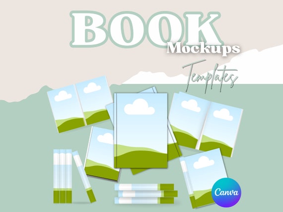 Book Mockup Canva, Book Cover Mock up Template, A4, US Letter, KDP Mockup, Open Book, Spine, Pages, Bundle, Book Cover, Bookish, Canva Frame