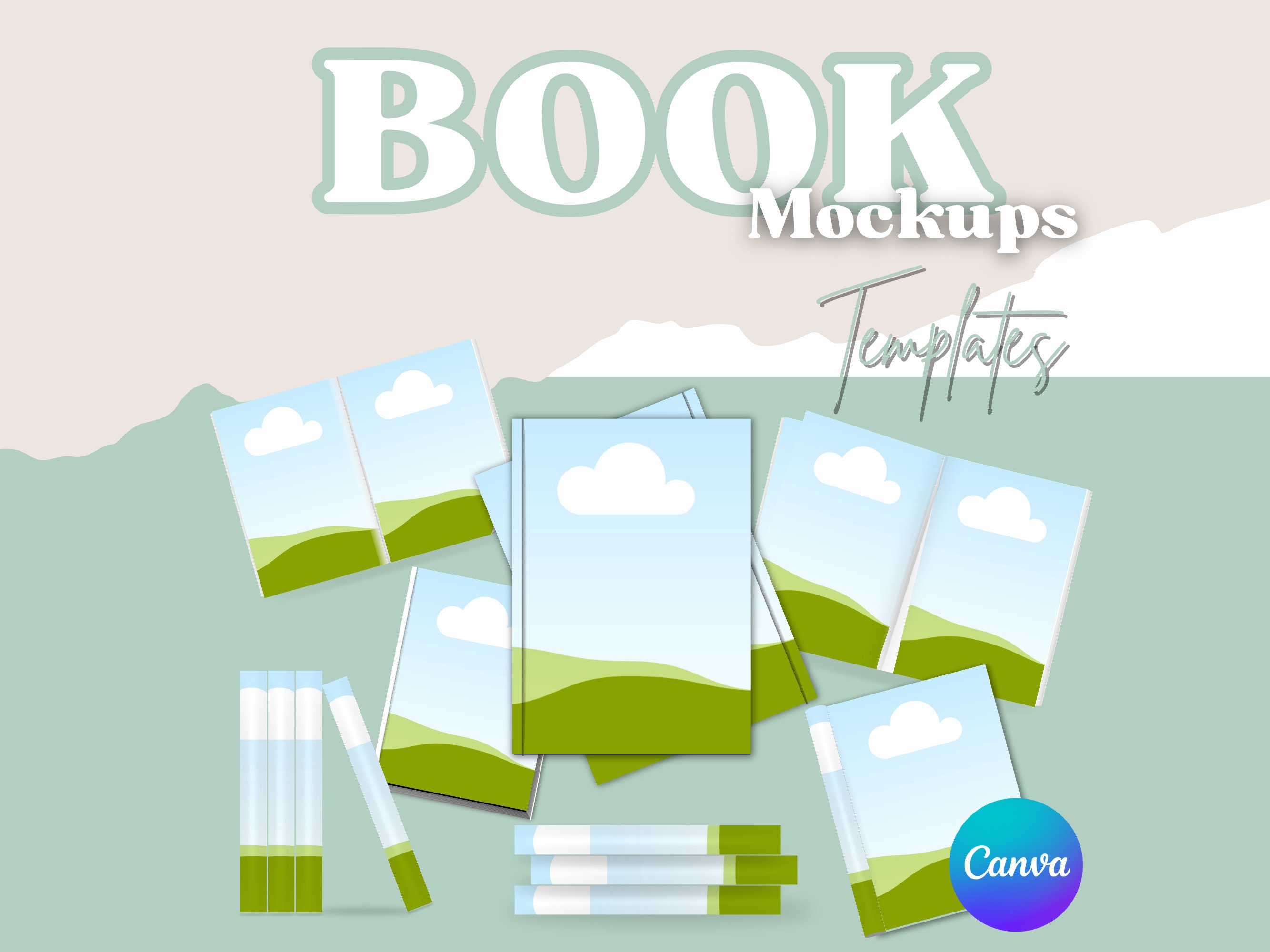 Book Mockup Canva, Book Cover Mock up Template, A4, US Letter, KDP ...
