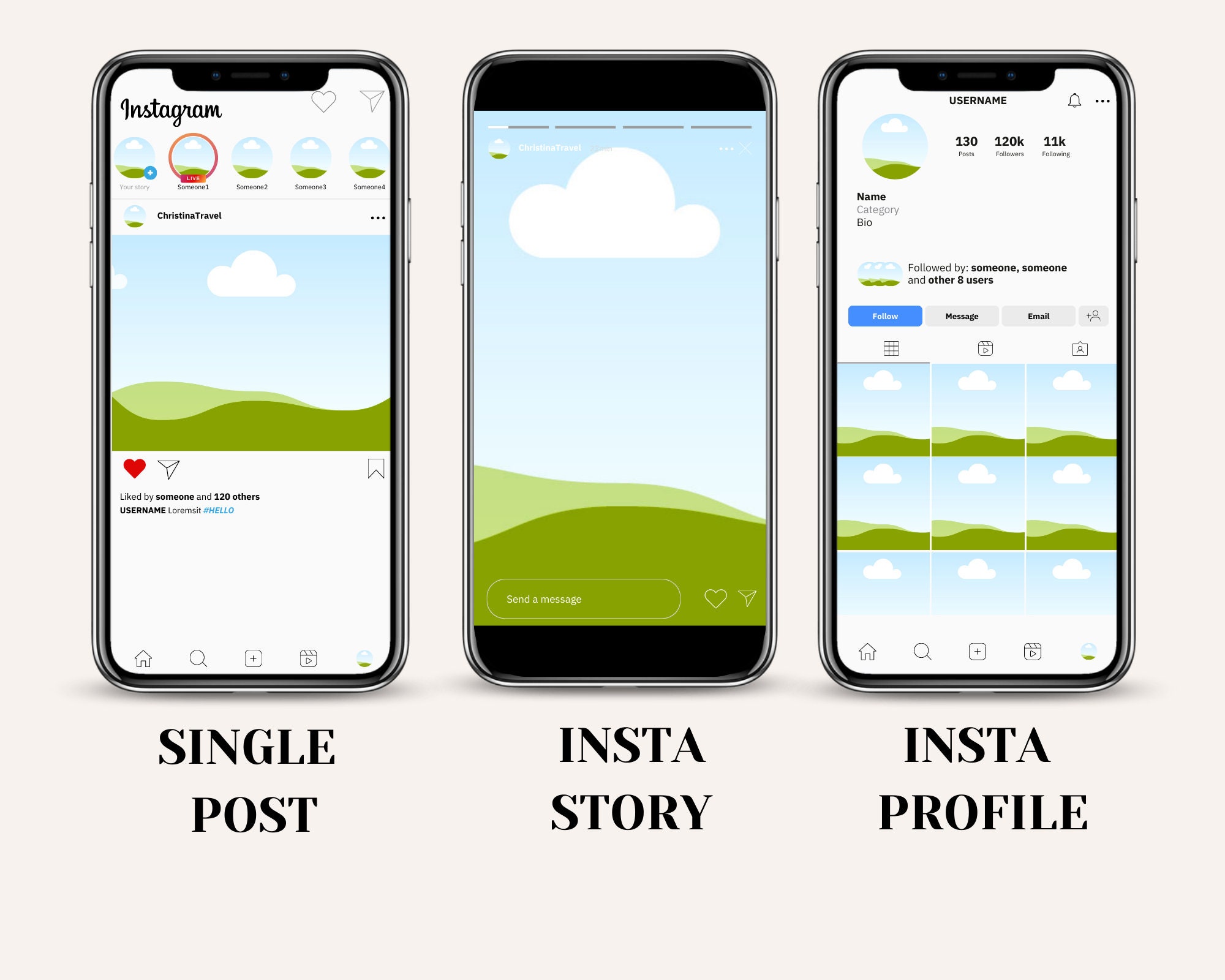 Instagram Post Story Mockup Template Bundle | Instagram Feed Account ...