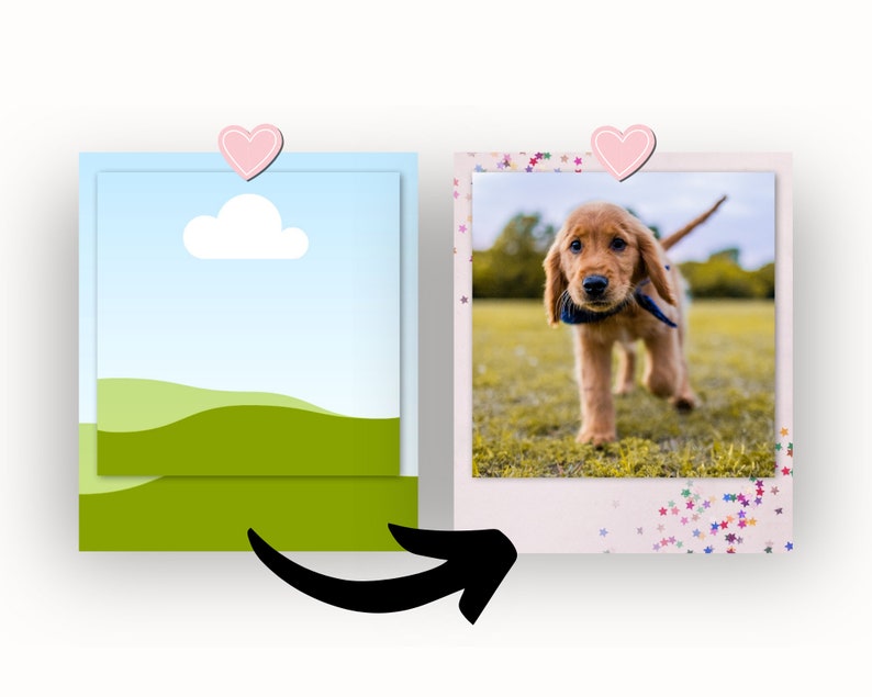 Polaroid Canva Template, Instax, Analog Photo, Retro Picture, Drag and