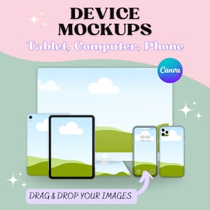 Device Mockup Canva Templates, Web Mockup, Smart Phone Mockup, iPhone Mockup, Computer Screen Mockup, iMac Mockup Tablet iPad Mockup Website