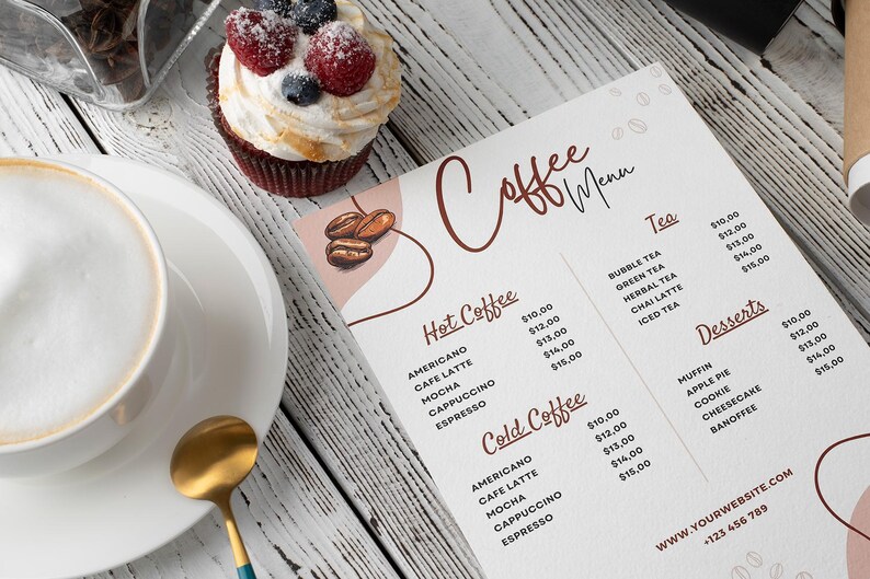 Coffee Menu, Coffee Shop Menu, Template, Cafe Menu, Price List, Coffeehouse, Digital Instant Download, Canva Editable Menu | Modern Business image 4