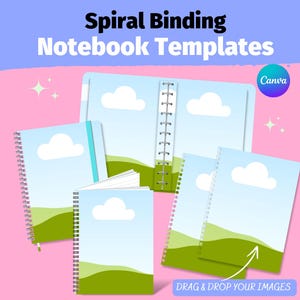 Spiral Notebook Mockup, Wirebound Book, Canva Template, Diary Mockup, Notebook Template, Printify Notebook, Spiral Journal Planner KDP