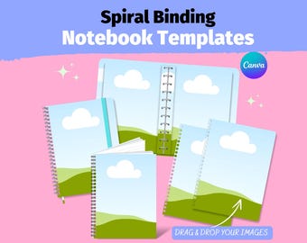 Spiral Notebook Mockup, Wirebound Book, Canva Template, Diary Mockup, Notebook Template, Printify Notebook, Spiral Journal Planner KDP