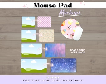 Mouse Pad Mockups Canva Template, Desktop Mat Canva Frame, Mousepad Sublimation, Custom Desk Mat, Customized Blank Mouse Pad, Large, Round