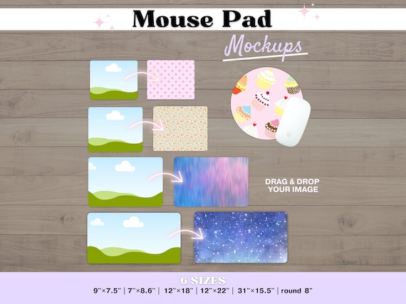 Mouse Pad Mockups Canva Template, Desktop Mat Canva Frame, Mousepad Sublimation, Custom Desk Mat, Customized Blank Mouse Pad, Large, Round