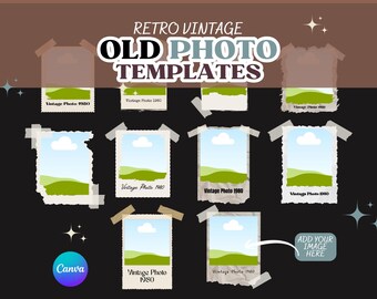 Retro Old Photo Template Canva Oldschool Vintage Instant Photo Template Photo Collage Birthday Gift