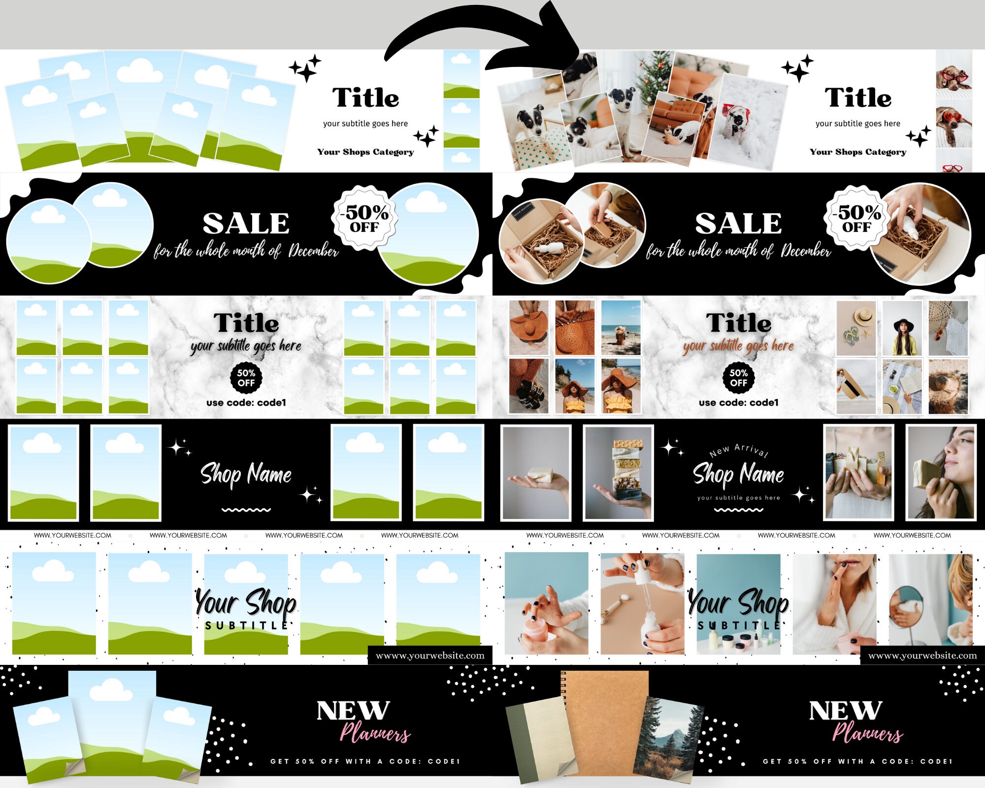 Etsy Shop Banner Mockup Template, Black & White, Minimalist Etsy Cover ...