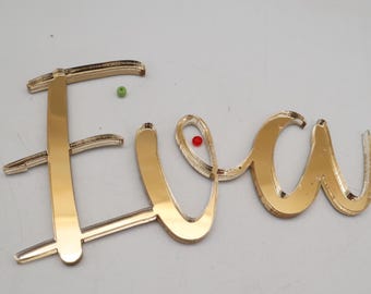 Large font made of gold mirror acrylic, acrylic letters, personalized lettering, room door, office, door sign, individual place sign