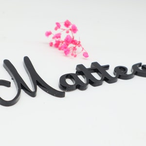 Letras de plexiglás de cristal acrílico negro, letras acrílicas, letras personalizadas, puerta de habitación infantil, oficina, cartel de puerta, boda