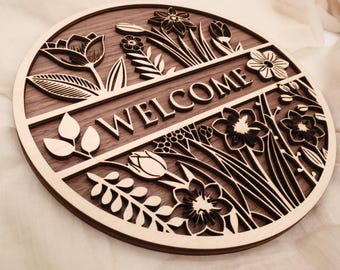 Personalized 3D door sign | from 25 cm, made of walnut and maple wood | your own name | family sign | family wooden door sign decoration