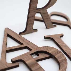 LETRAS DE MADERA 5 mm nogal americano fino, letras de madera natural, letras personalizadas, puerta habitación infantil, oficina, rótulo puerta