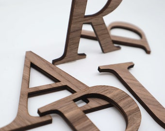 WOODEN LETTERS 5 mm walnut, natural wooden letters, personalized lettering, children's room door, office, door sign, plywood