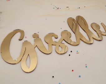 Gold Mirror Acrylic, Large Name Font, Acrylic Letters, Personalized Lettering, Room Door, Office, Door Sign, Individual Place Sign