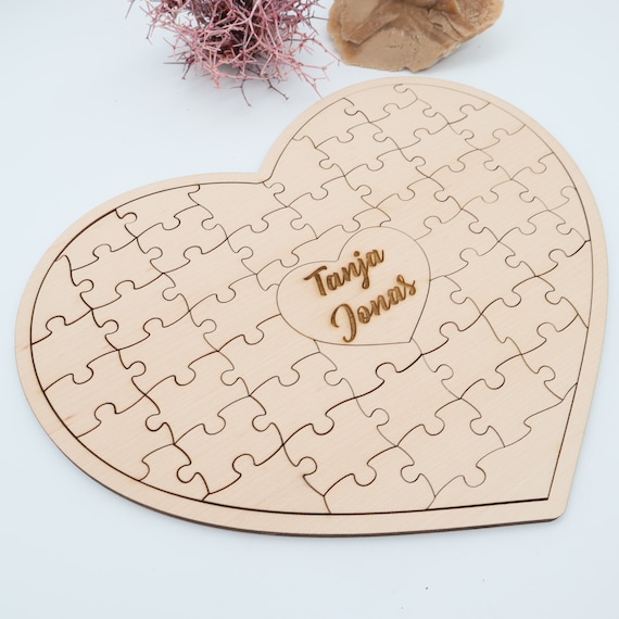 Herz als Holzpuzzle, personalisiert, Freundschaft und Liebe, rohe Puzzle Teile, Namen Puzzle, Valentins Geschenk, Liebesbeweis, Erinnerung