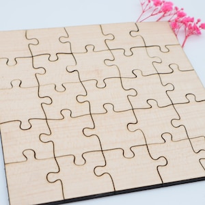 Wooden puzzle 25 pieces, untreated blank puzzle to paint yourself, raw puzzle pieces, creative design, educational value, from 3+ Plus