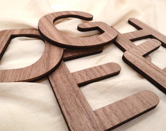 WOODEN LETTERS 5 mm fine American walnut, natural wooden letters, personalized lettering, children's room door, office, door sign