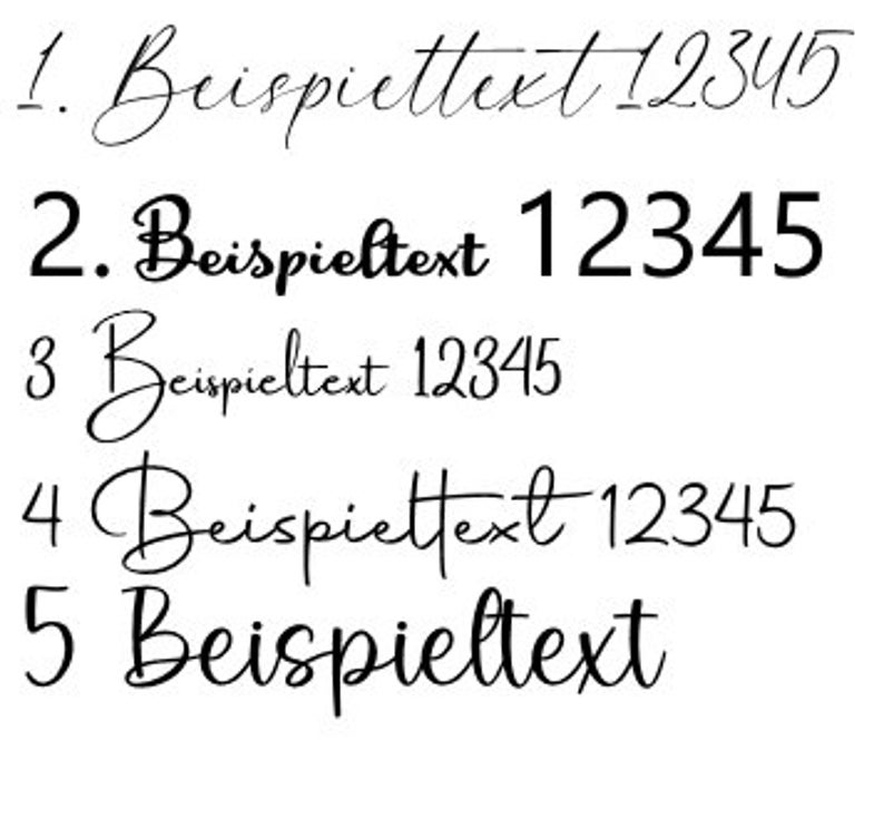 May include: A handwritten list of five items, numbered 1 through 5. Each item includes the text "Beispieltext" followed by a number. The numbers are 12345, 12345, 12345, 12345, and an empty space.