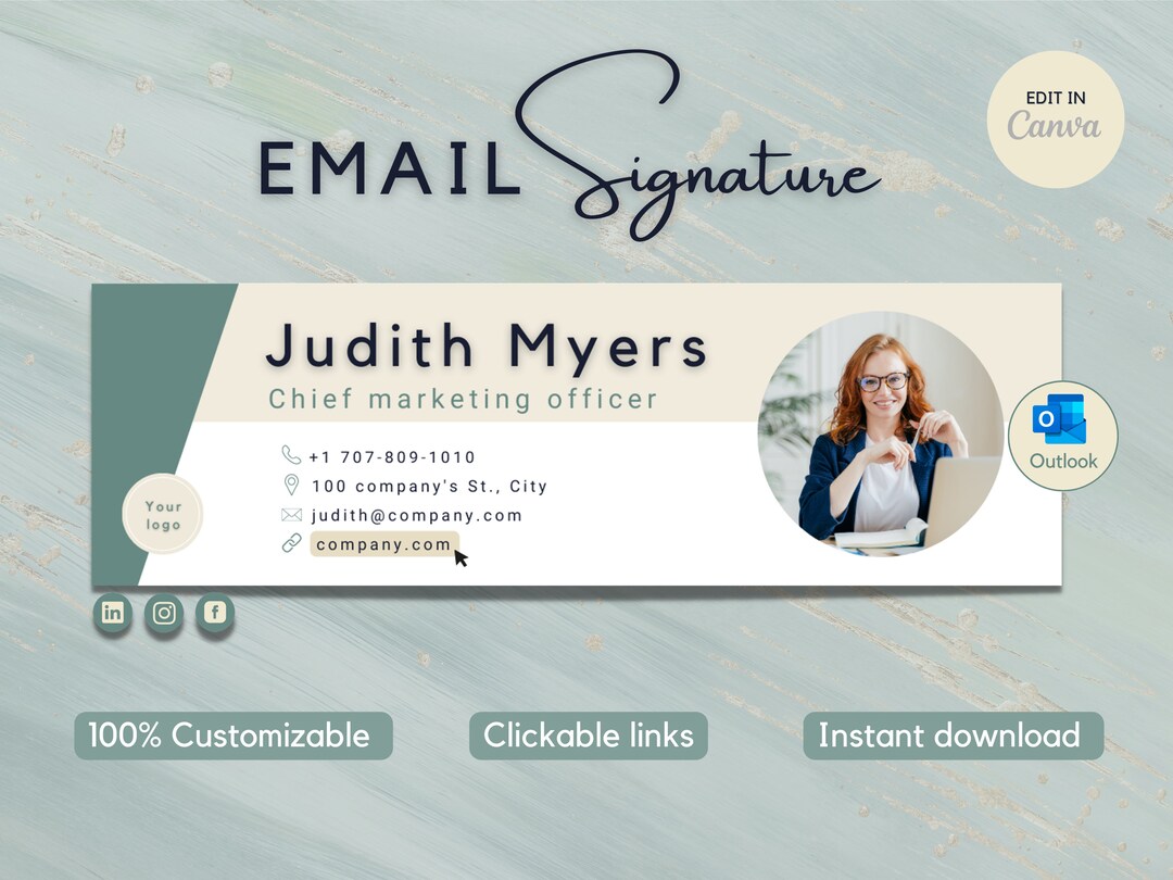 Email Signature Template Outlook Signature Canva Editable Etsy Email Signature Template Outlook Signature Canva Editable Etsy