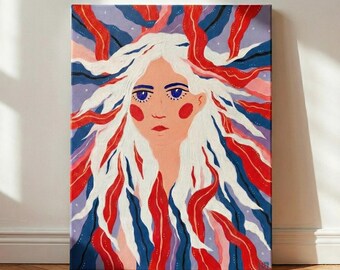 Peinture acrylique originale | Portrait de jeune fille