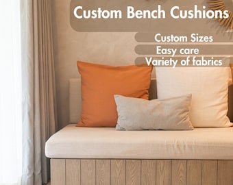 Coussins de banc sur mesure, 3" d'épaisseur, Taille sur mesure, 8 ans de garantie, Coussin extérieur/intérieur, Coussin de vestiaire, Coussin de baie vitrée