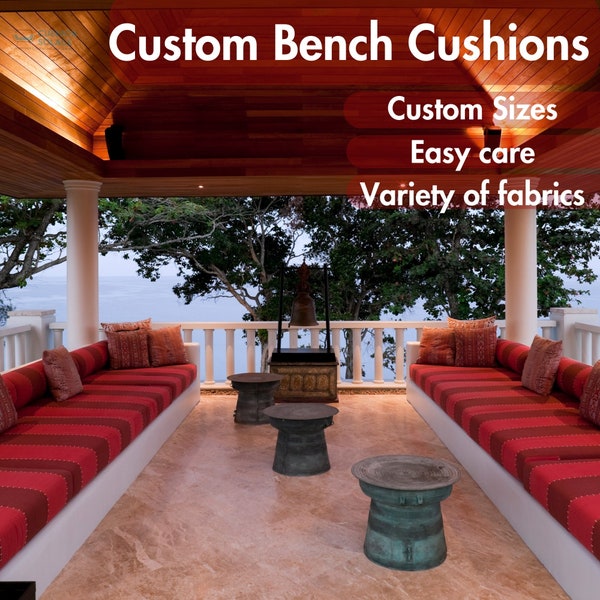 Bench cushions, Striped fabrics, 50+ colors, Custom shape cushion, Outdoor cushion, Lounger cushion, Water and Oil repellant, Dust proof