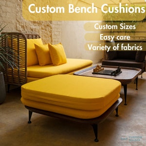 Custom bench cushions, Custom size, 8 years of warranty, Outdoor cushion, Mudroom cushion, Bay window cushion, Water/Stain resistant