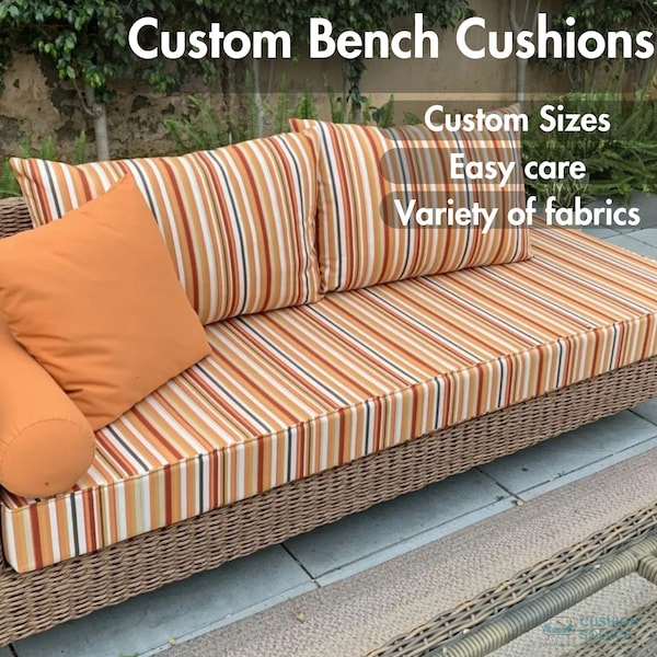 Custom Size Bench Cushions, Sofa Cushion, Water/Stain Resistant, Mudroom Cushion, 8 years warranty, Free Shipping