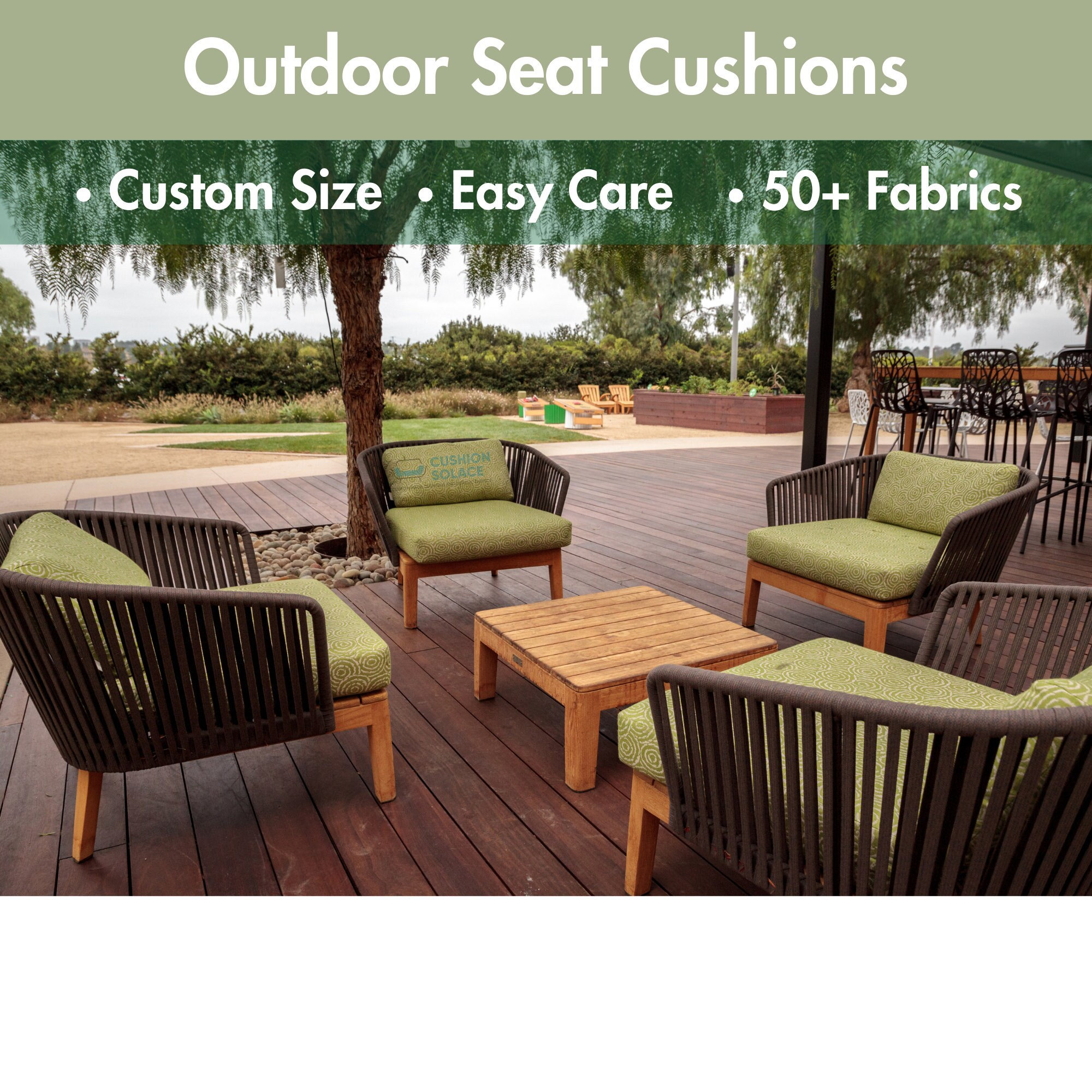 RULAER Patio Chair Cushion 20X20X4 Inch Outdoor Waterproof Seat Cushio