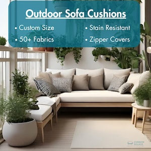 Custom Outdoor Sofa Cushion: Water Resistant Bench Cushion, 50+ Colors