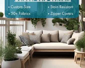 Custom Outdoor Sofa Cushion: Water Resistant Bench Cushion, 50+ Colors