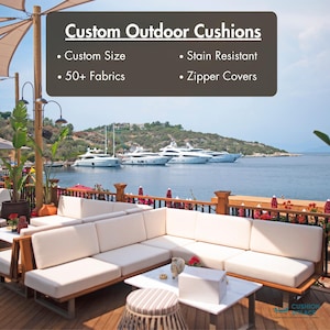 Custom Outdoor Sofa Cushion: Water Resistant Bench Seat Pad, 50+ Colors