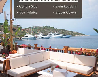 Custom Outdoor Sofa Cushion: Water Resistant Bench Seat Pad, 50+ Colors