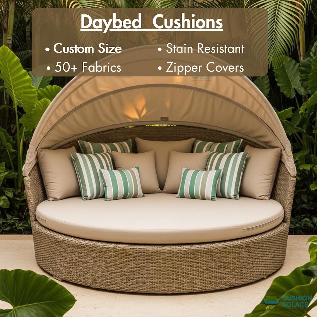 Custom Daybed Cushion – Stain-resistant Fabric & Zipper Cover - Etsy