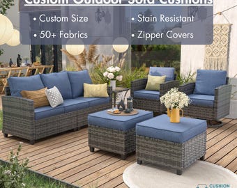 Custom Outdoor Sofa Cushion: Water Resistant Bench Seat Pad, 50+ Colors