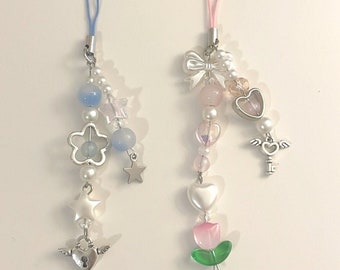 Blue and pink phone charm