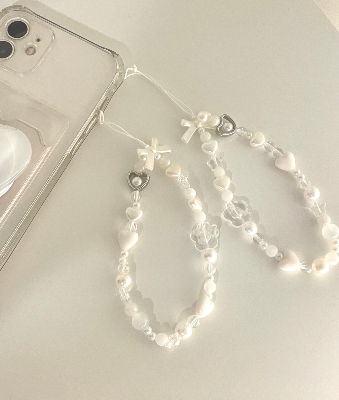 Neon green pearl phone strap