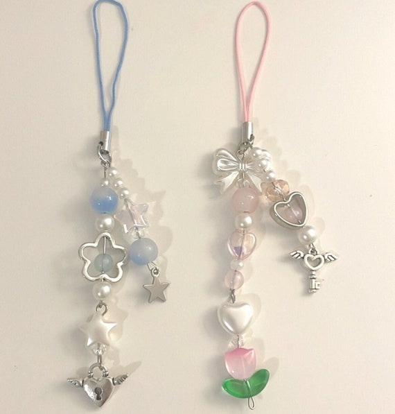 Blue and pink phone charm